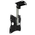 Black adjustable Roof Mount LCD caravan RV TV bracket with a tilting mechanism and extendable arm, isolated on a white background.