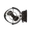 A Sirocco II 12/24V Caravan RV Fan (Black) with a black blade on a white background suitable for caravan or RV use.