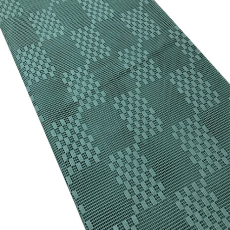 1676246940 A GREEN 3m x 2.5m Caravan RV Motor home Annex Matting Floor Mat with a checkered pattern.