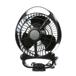 A Bora 748 12V Caravan RV Fan (Black) on a white background.