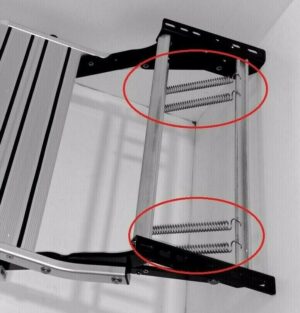 A picture of a 2 x Step Springs to suit TRA aluminium Steps with two screws on it.