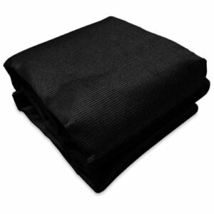 A 6.11m Black Caravan privacy screen sun shade wall to suit 21ft awning on top of a white background.