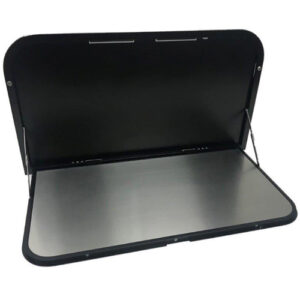 A 800mm Black External Caravan RV Picnic Table with LEDs and USB port on a white background.