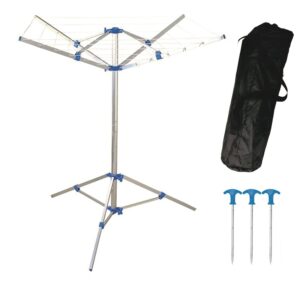 A Portable Folding Rotary Camping Caravan Clothes Line With Carry Bag And A Pair Of Scissors.