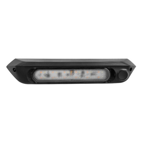 A BLACK 287mm 12V LED AWNING LIGHT WITH WHITE LIGHTS IP67 on a white background.