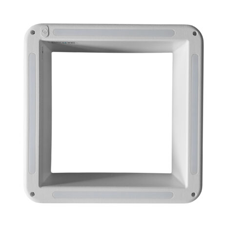 A white square frame with a TRA LED light Garnish with built in Switch on it.