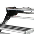 A Double 12v Electric Caravan Step with LED Light with a metal rail on top of it.
