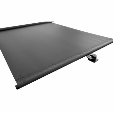 Blind-2 An image of a TRA Retractable Roof Vent Skylight Blind - Dark Grey on a white background.