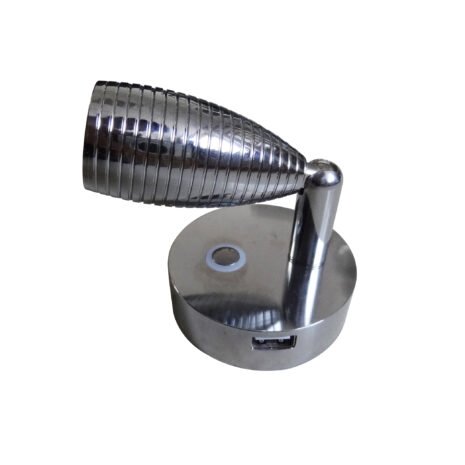 A 12 VOLT 6000K LED READING LIGHT WITH USB CHARGING PORT with a metal base.