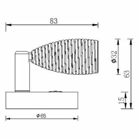 LEDREADINGLIGHT A drawing showing the dimensions of a 12 VOLT 6000K LED READING LIGHT WITH USB CHARGING PORT.