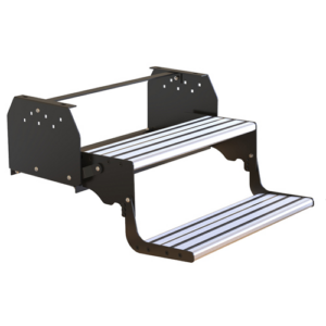 Double Black Steel Caravan Step with Aluminium Tread