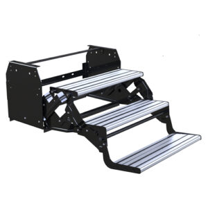 Triple Black Steel Caravan Step with Aluminium Tread