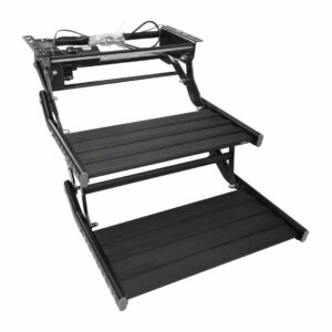 Black Double 12v Electric Caravan Step with LED Light