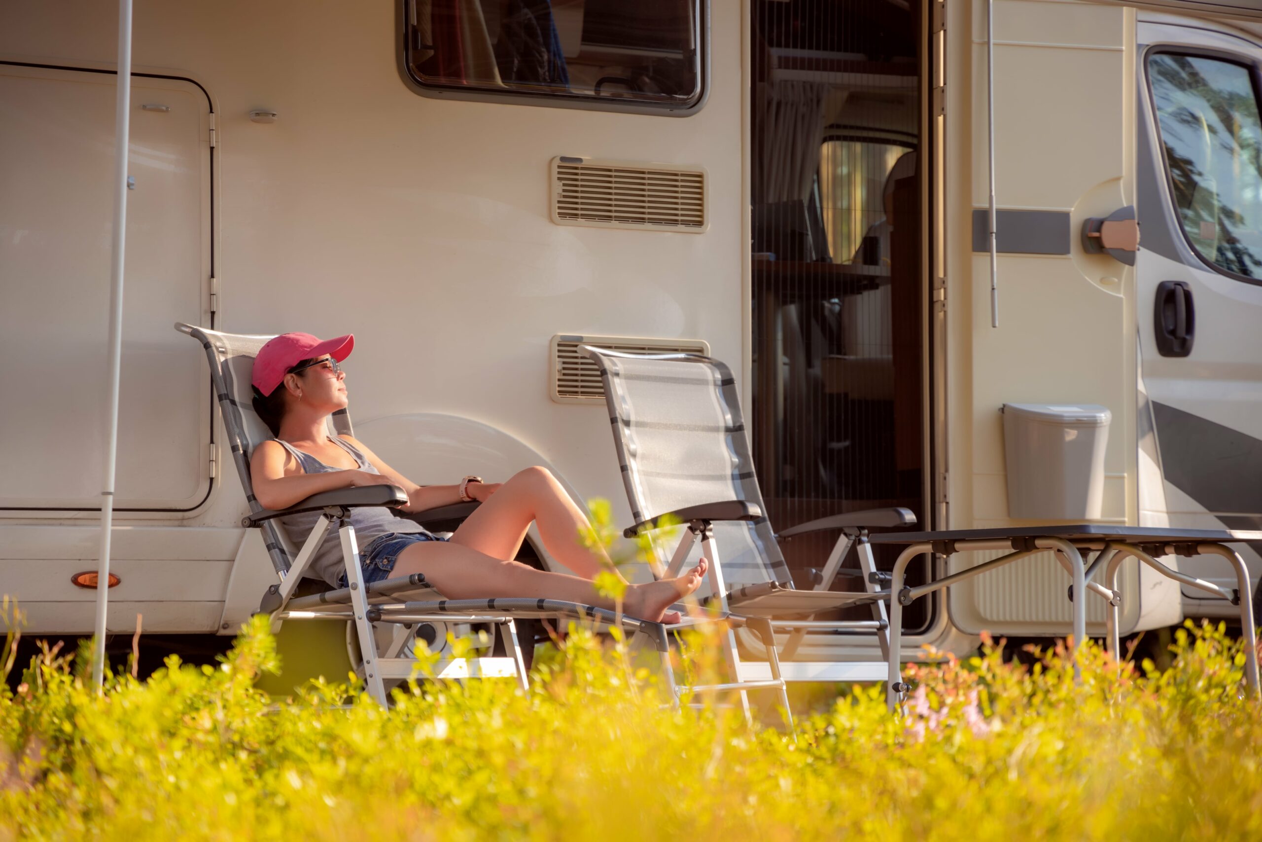 Woman Camping And Caravanning To Boost Physical And Mental Health