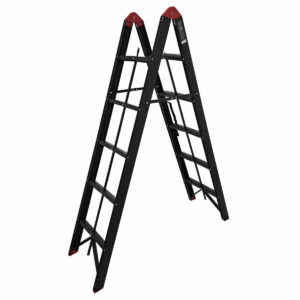 Black 5 step aluminium collapsible box ladder with carry bag